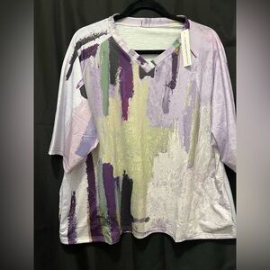 Artistic Brushstroke V-Neck Tee